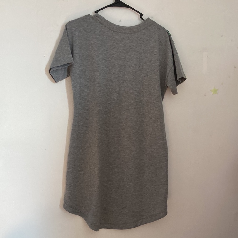 M grey t shirt dress with floral embroidery Potters Pot - Picture 4 of 6